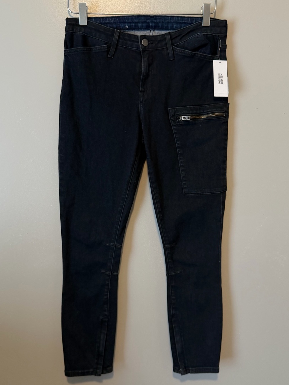 NWT HELMUT LANG Mid Rise Stretch Moto Ankle Zip Skinny Jeans Size 28